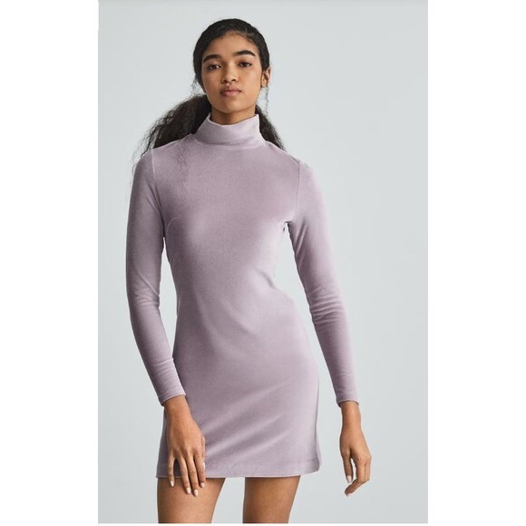 Everlane Womens The Velour Mini Dress XS Extra S Black Mockneck Long Sleeve NWT! - Picture 3 of 9